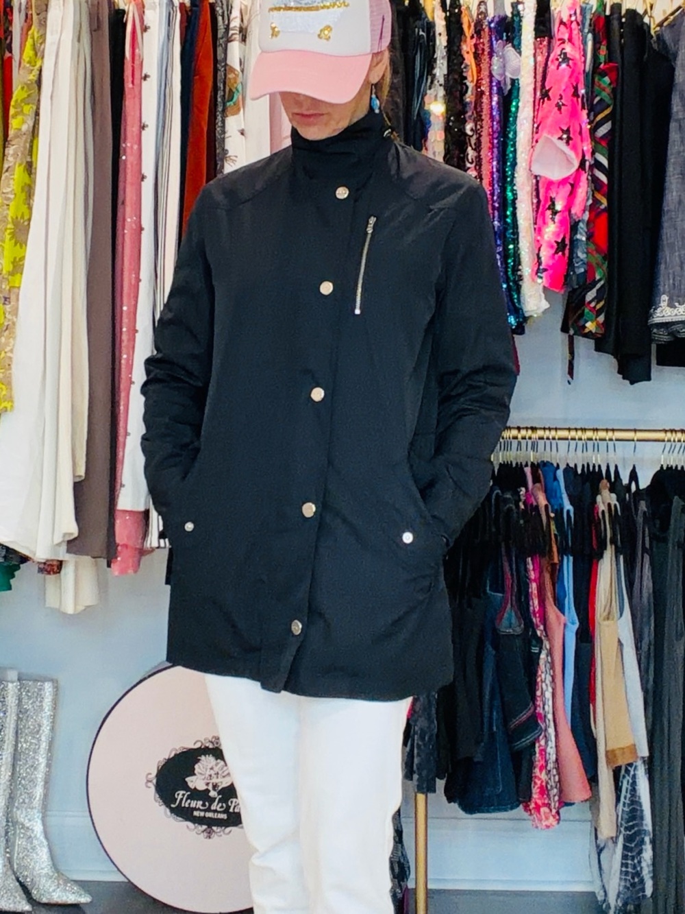 Lauren Ralph Lauren Black Utility Zip/Button Womens Mid-Length Jacket Size XS